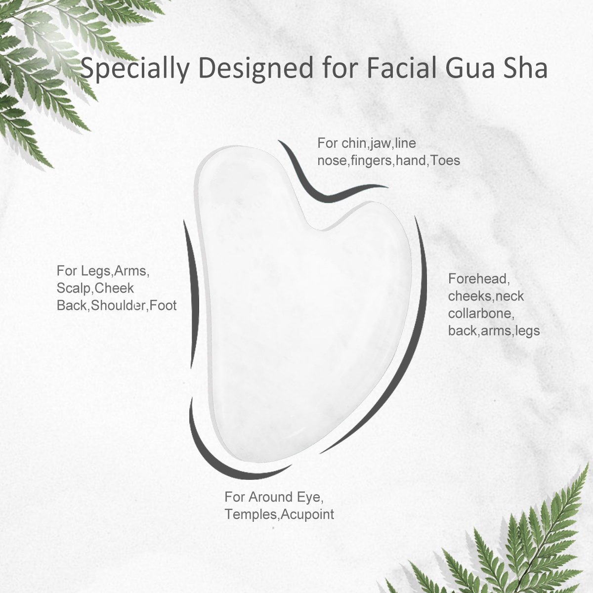 Custom Original Natural Stone new shape white gua sha jade guasha massage stone for skin