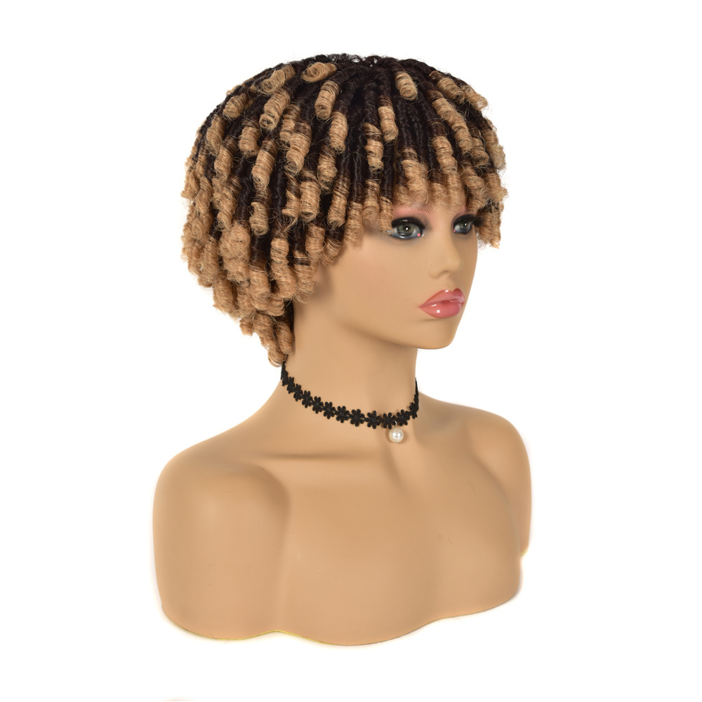 Hot Selling Cheap Human Hair Wigs for Black Women African Short Dreadlocks Wig Faux Locs Crochet Hair Ombre Blonde Braided Wigs