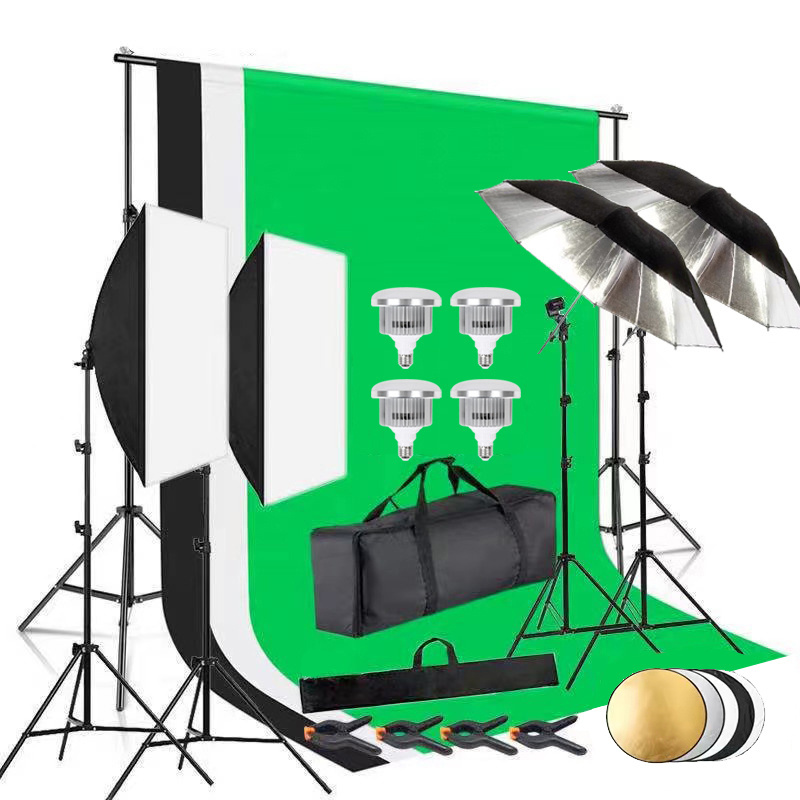 2x3M Softbox with LED Bulb 50-70cm Photography Lighting Kit for Photo Studio Accessories