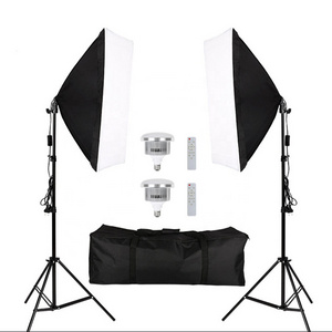 Studio Photo Accessories Softbox Lighting Set with Background Frame Support Metal Equipment Light Kit for Vlog Photography