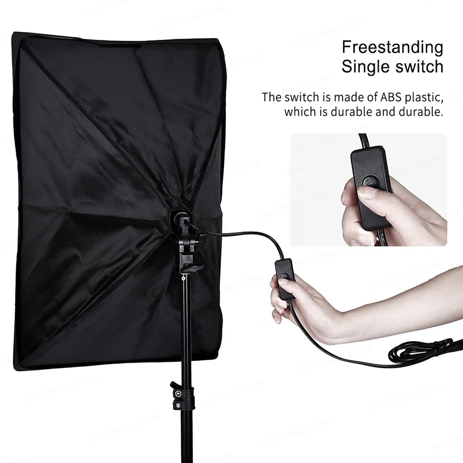 Studio Photo Accessories Softbox Lighting Set with Background Frame Support Metal Equipment Light Kit for Vlog Photography