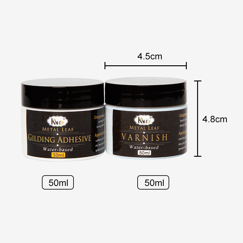 50ml+50ml Set Water-based Varnish Adhesive Gilding Glue for Metal Gold Foil Leaf Protection Non-toxic Coating