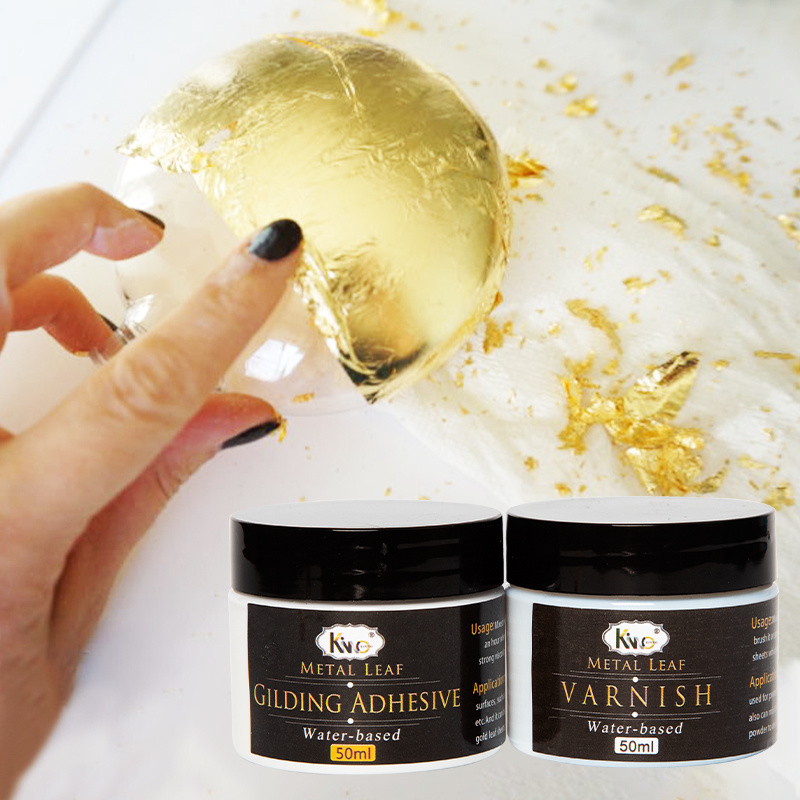 50ml Water-based Gilding Glue Varnish Adhesive for Metal Gold Foil Leaf Protection Non-toxic Coating Glue Set