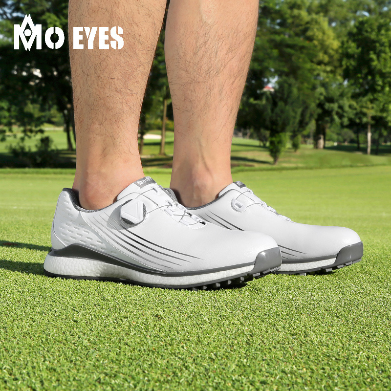 MO EYES M22XZ01 men sports golf shoes  custom LOGO knob laces waterproof anti-skid mens golf shoes