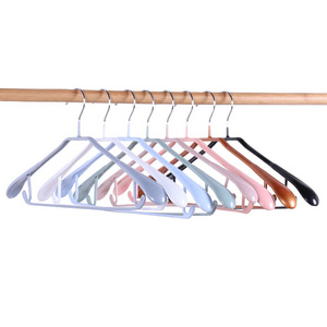 PVC cover metal coat clothes hanger with non slip shoulder storage holders & racks