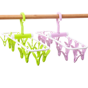 Free Sample Socks Shorts Underwear Bra Drying Rack Rotating Plastic Hanger with 12 Hooks