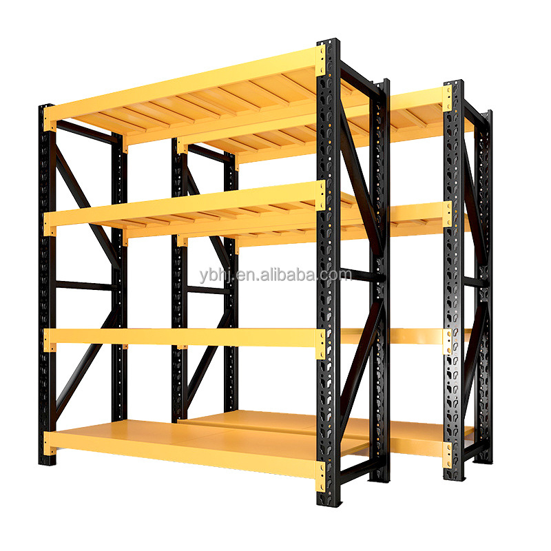 Shelf Rack Unit Custom Heavy Duty Shelving 300 Kg layer Garage Black 4 Tier Warehouse Storage Metal Stacking