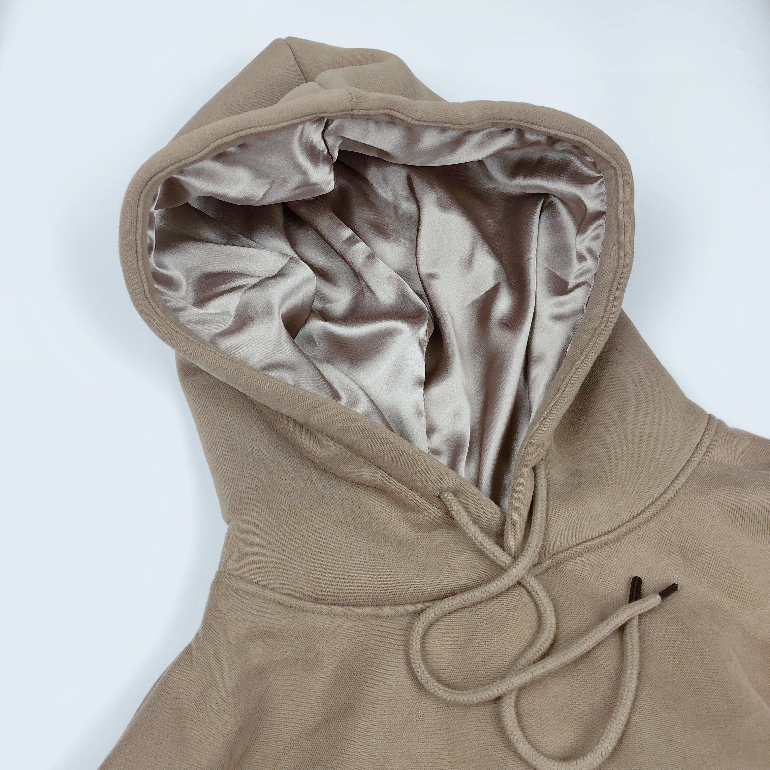 Wholesale Men's Basic Solid Color Thick Cotton Custom Hooded Sweatshirts Silk Satin Lined Hoodies with Hood