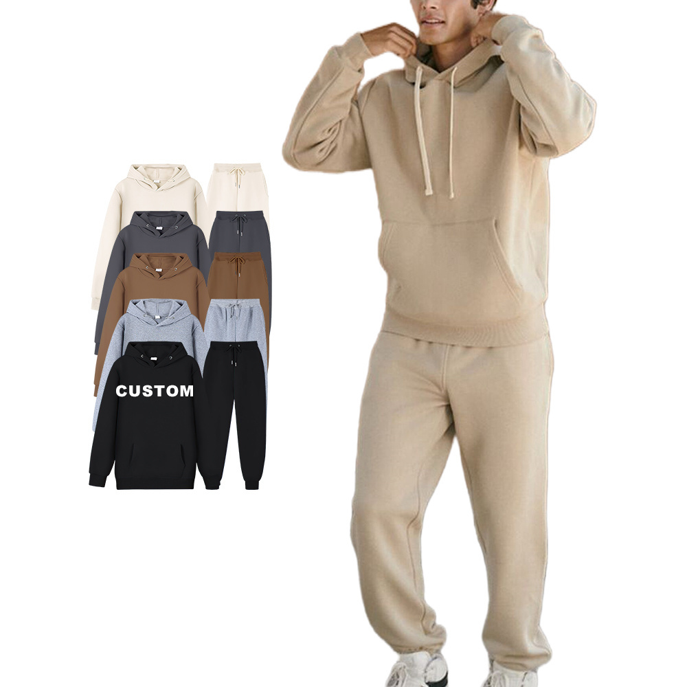 Sweatpants and hoodie set Custom sweatsuit for Men Blank plain Oversize drop shoulder Hoodie set custom tracksuit for men