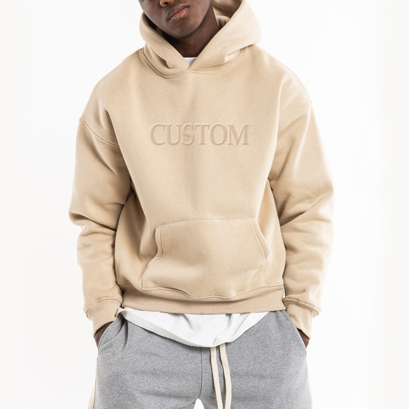 High Quality Cotton French Terry Oversize Hoodie Thick Fleece Drop Shoulder Plain Blank Custom Men Hoodies