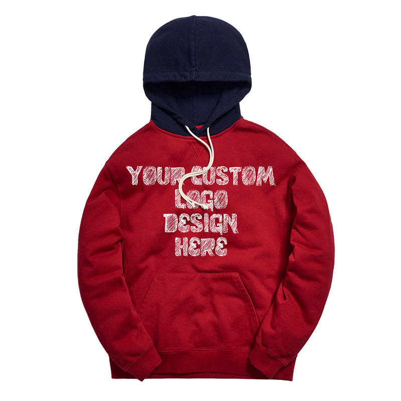 Original Factory Custom Logo Print 100% Cotton Street Style Hoodies Unisex Fleece Plus Sized Two Tone Hoodies