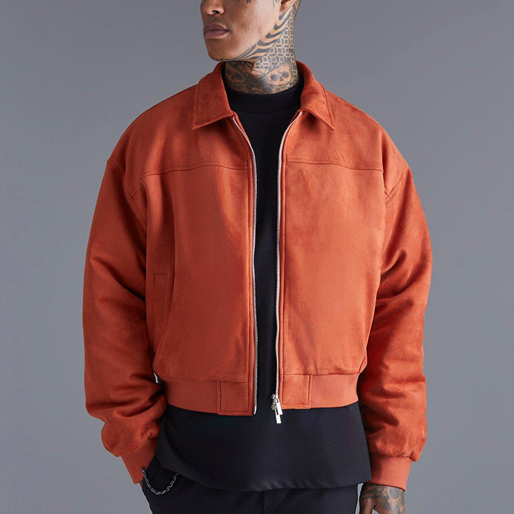 OEM factory Cropped Boxy Jacket for mens Custom lapels oversized zip up utility high quality work jacket