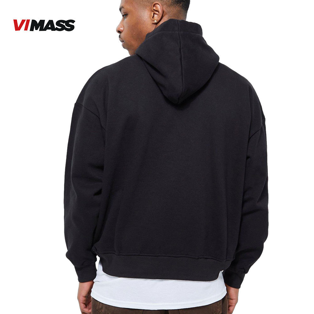 Custom design 100% cotton blank plain drop shoulder hoodie  Men cropped hoodie pullover hoodies sweatshirtsfor high quality