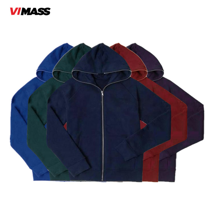 wholesale 80 cotton 20 polyester hoodies streetwear custom loog sleeve logo oversized hoodies unisex full zip up hoodie men