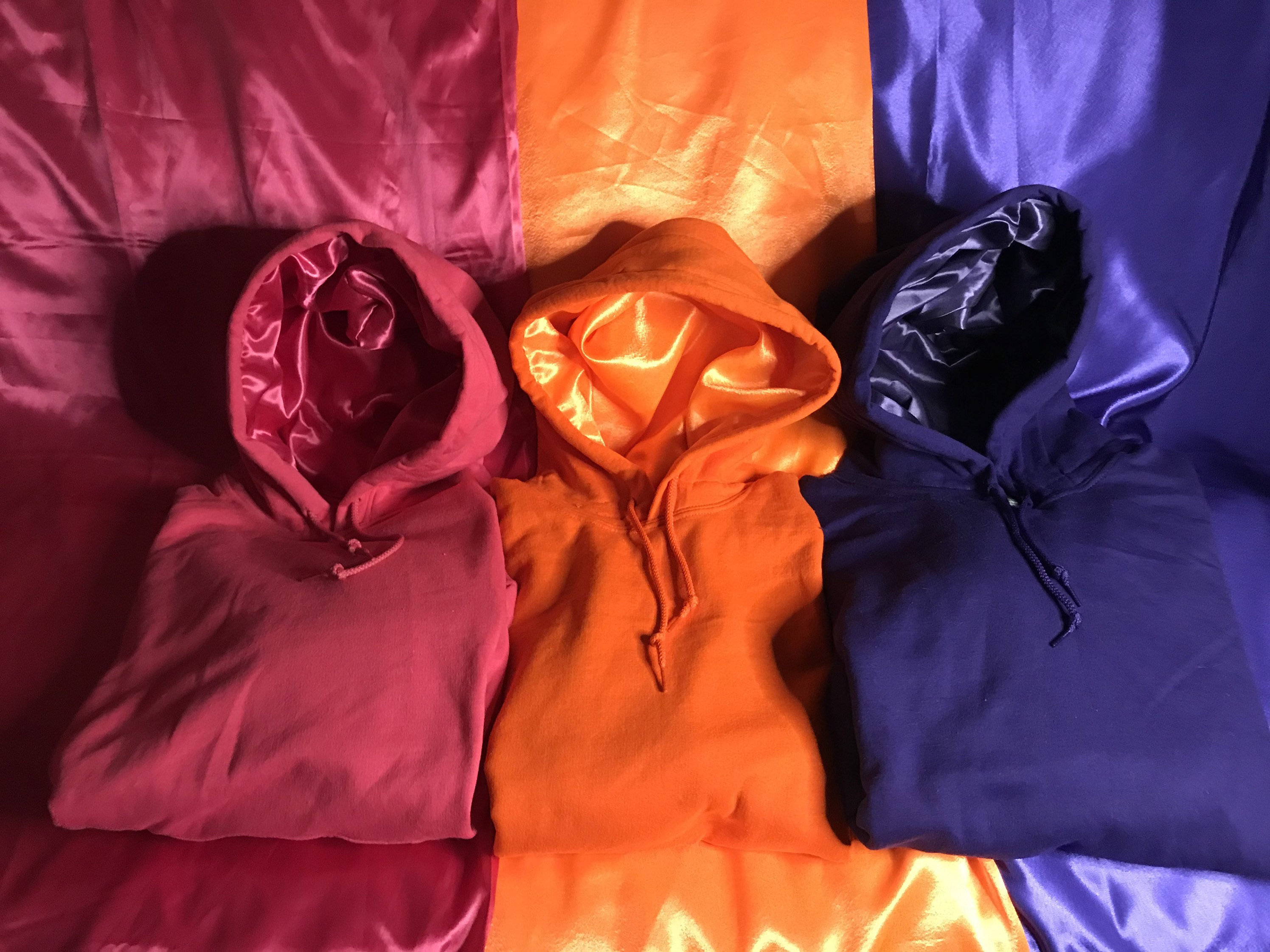 Wholesale Men's Basic Solid Color Thick Cotton Custom Hooded Sweatshirts Silk Satin Lined Hoodies with Hood