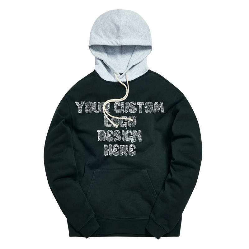 Original Factory Custom Logo Print 100% Cotton Street Style Hoodies Unisex Fleece Plus Sized Two Tone Hoodies