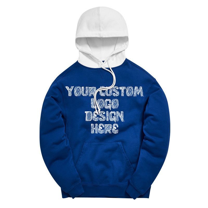 Original Factory Custom Logo Print 100% Cotton Street Style Hoodies Unisex Fleece Plus Sized Two Tone Hoodies