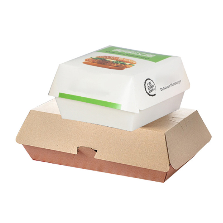 High class custom eco friendly compostable kraft paper burger hamburger box