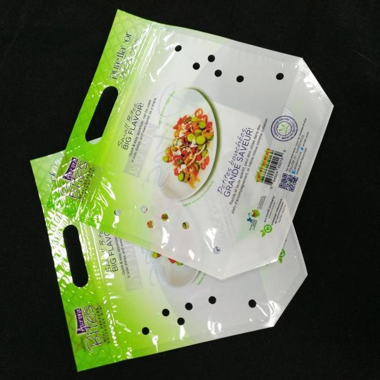 China factory anti-fog  Flat Bottom micro-perforated plastic bag for vegetable with breath hole