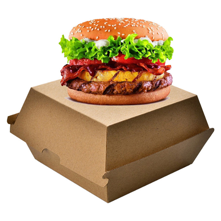 High class custom eco friendly compostable kraft paper burger hamburger box