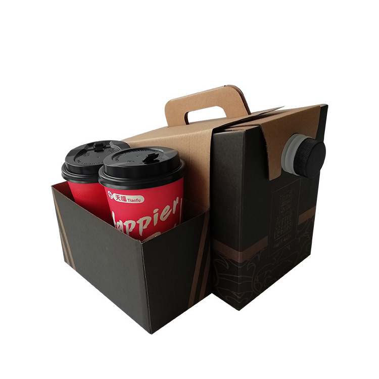 Custom logo 128OZ aluminum spout pouch coffee bag in box with valve coffee wine juice water packaging with cup holder