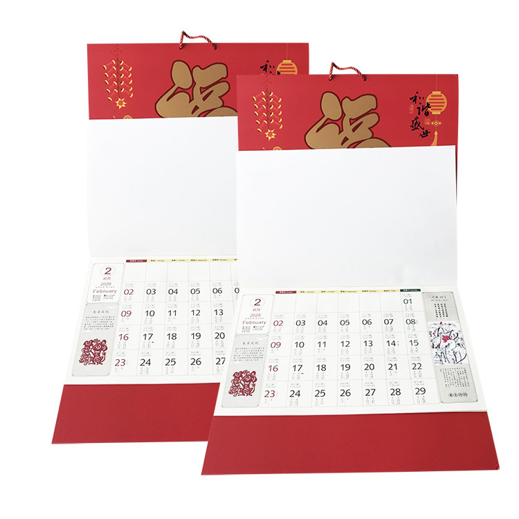 Wholesale custom color printed Chinese style desk calendar table calendar