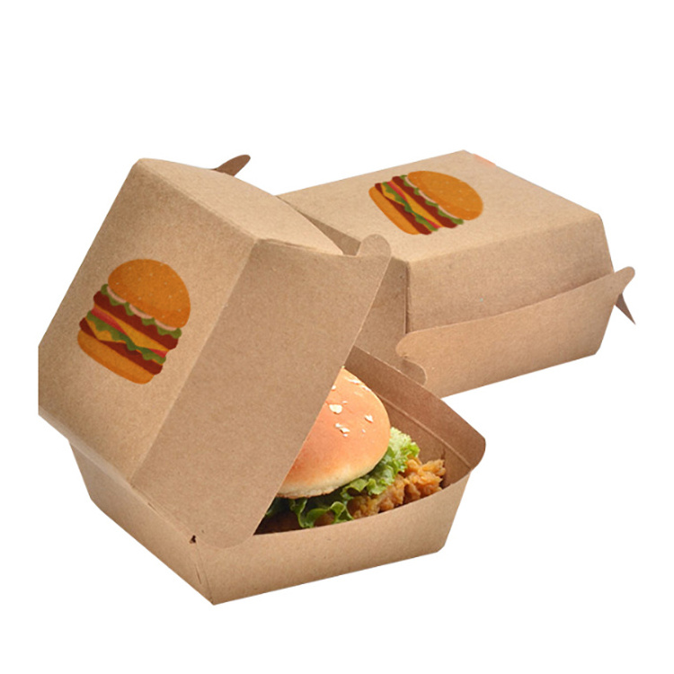 High class custom eco friendly compostable kraft paper burger hamburger box