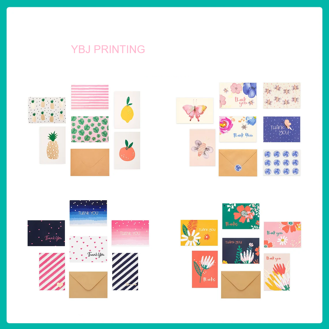 Custom  4*6 in Cute Pun Cards Assorted Blank Greeting Cards with Boxed Bulk Note Cards for Friends