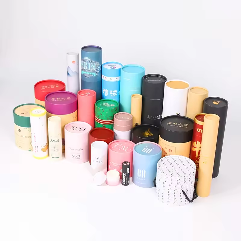 Custom cardboard shipping tube mailing poster socks cloth packaging tube round box brown paper kraft tube metal lid plastic lid