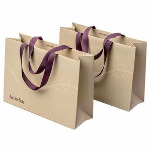 Hot Stamping Shopping Boutique Paperbag Mini Clothes Christmas Party Pink White Luxury Gift Custom Paper Bag With Ribbon Handle