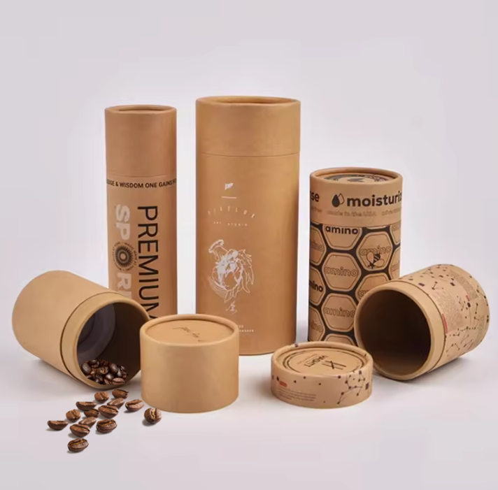 Customized Order Biodegradable Coffee Bean Round Box Cylinder Tube Packaging For Tea T-shirt/clothes Packaging Paper Tube