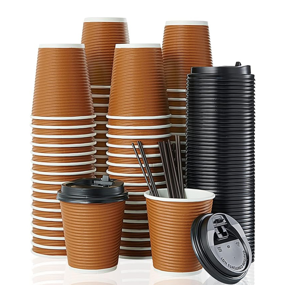 custom printed takeaway cardboard 8oz 16 oz 12oz cup with lid Double Wall Disposable paper coffee cups for hot drinks