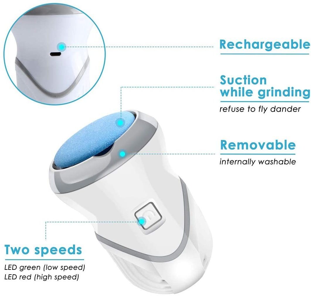 Rechargeable Electric Feet Callus Removers Portable Electronic Foot File Electronic Callus Remover Kit with 3 Roller Heads