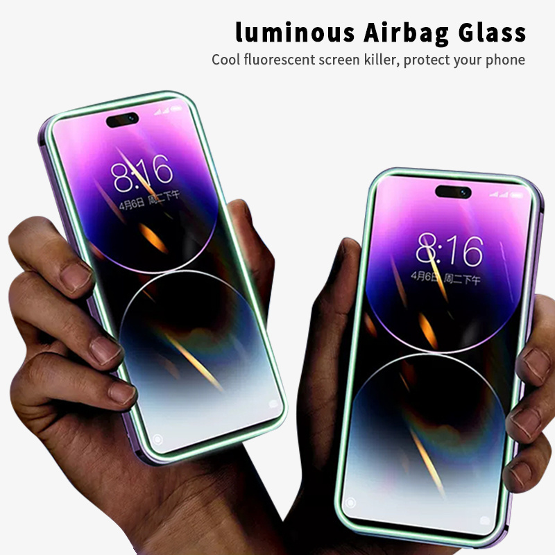 9D Full Cover glow In The Dark Screen Protector For iPhone 1112 13 14 Pro Max Mini Luminous Tempered Glass Screen Protectors