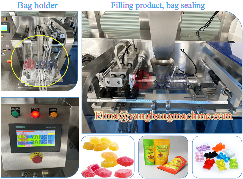 Fully Automatic Gummy Bears Candy Packing Machine Premade Bag Candy Doypack Packaging Machine