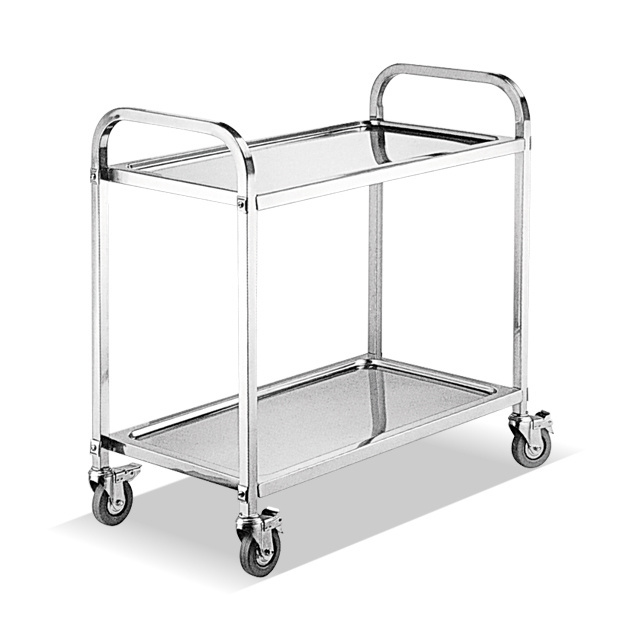 Hotel kitchen equipment stainless steel 2 tiers trolley restaurant food Service trolley