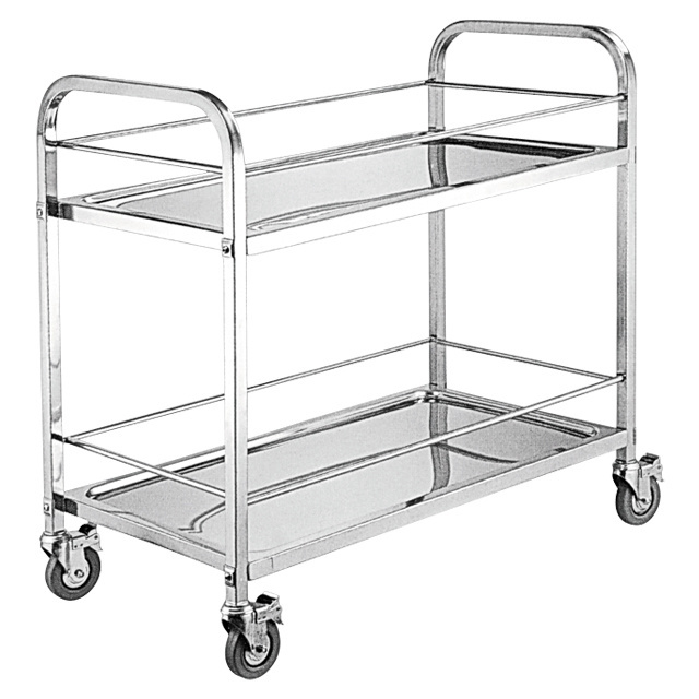 Hotel kitchen equipment stainless steel 2 tiers trolley restaurant food Service trolley