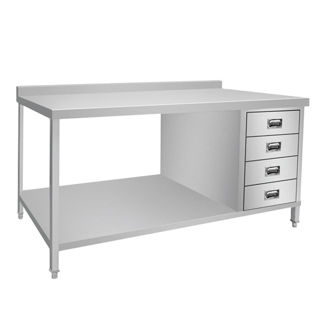 Commercial Stainless Steel Bench Cabinet with Sliding Door and  Drawers Kitchen cabinets