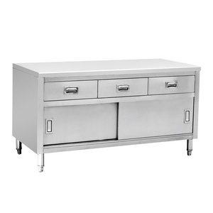 Commercial Stainless Steel Bench Cabinet with Sliding Door and  Drawers Kitchen cabinets