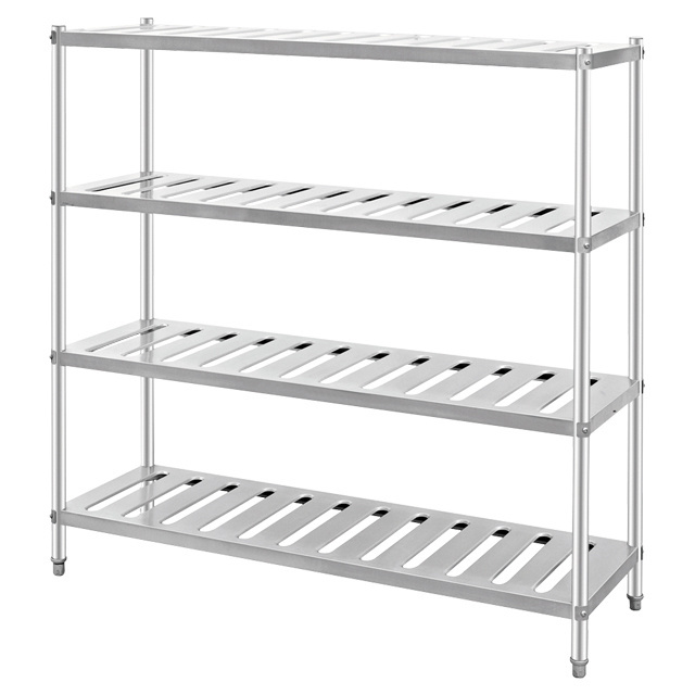 4 tier metal kitchen storage rack restaurant warehouse stainless steel storage shelf