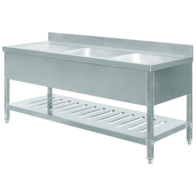 Commercial Freestanding Stainless Steel 3 Compartment Restaurant Kitchen Sink Work Table/Triple Bowl Sink Bench