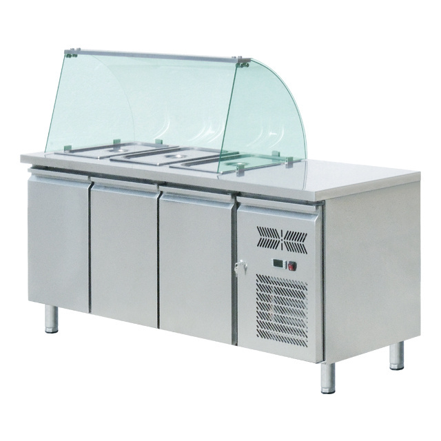 Top Saladette Refrigeration Sandwich Prep Tables R134a Salad Fridge Bar Equip Salad Pizza Counter Refrigerator Display