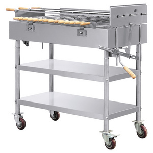 Stainless steel Commercial charcoal Rotary BBQ Grill with motor