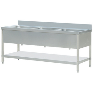 Commercial Freestanding Stainless Steel 3 Compartment Restaurant Kitchen Sink Work Table/Triple Bowl Sink Bench