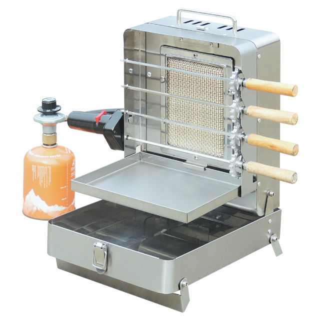 Restaurant shish portable gas kebab making grill machine