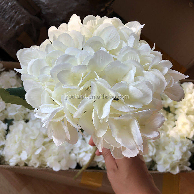 G147 Wholesale High Quality Faux Hydrangea Flower Decor Bulk White Real Touch Latex Silk Hydrangea Artificial Flower for Wedding