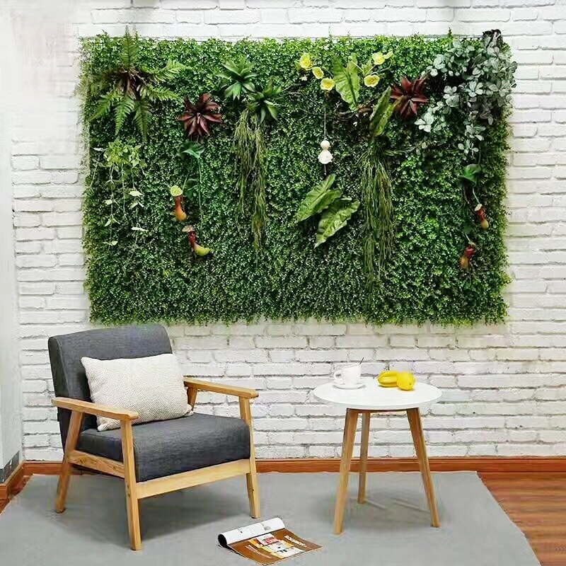 G889 Home Garden Fake Tropical Leaf Faux Green Plant Grass Backdrop Panel Outdoor Indoor Decor 3D Artificial Wall Grass for Wall