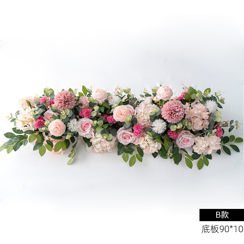 K172 Wedding Dining Table Flower Centerpiece Arch Silk Rose Flower Arrangement  Table Runner Sweetheart Table Reception Decor