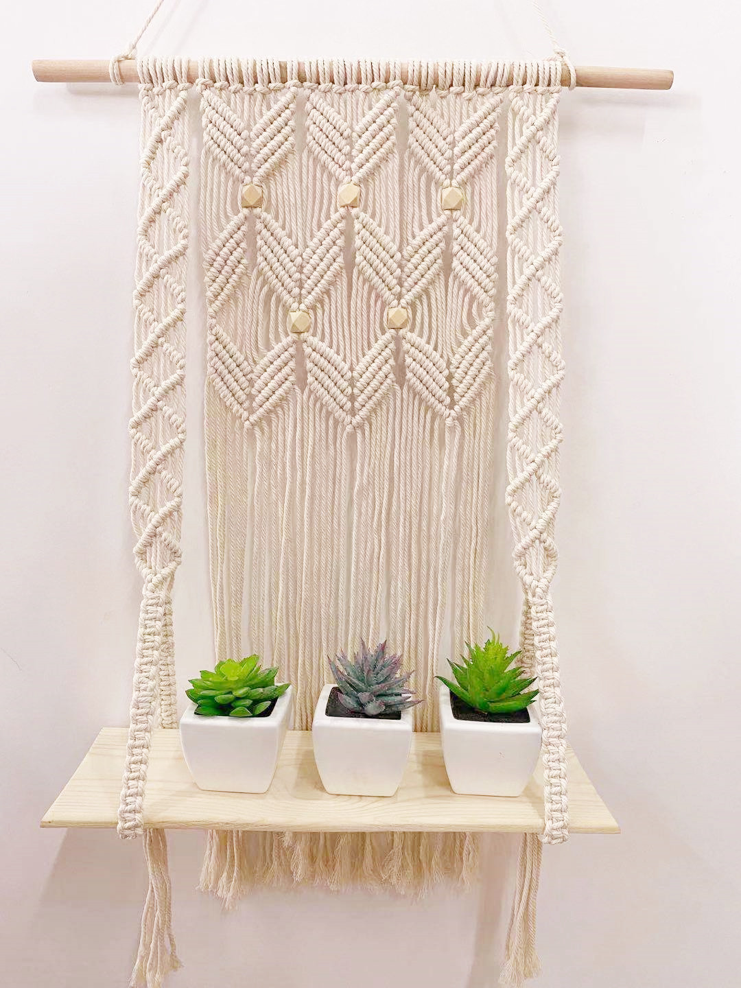 Low Price Sale Promotion Stock Handmade Macrame Shelf Boho Plant Hanger Macrame Wall Hanging Tapestry for Home Wall Decoration