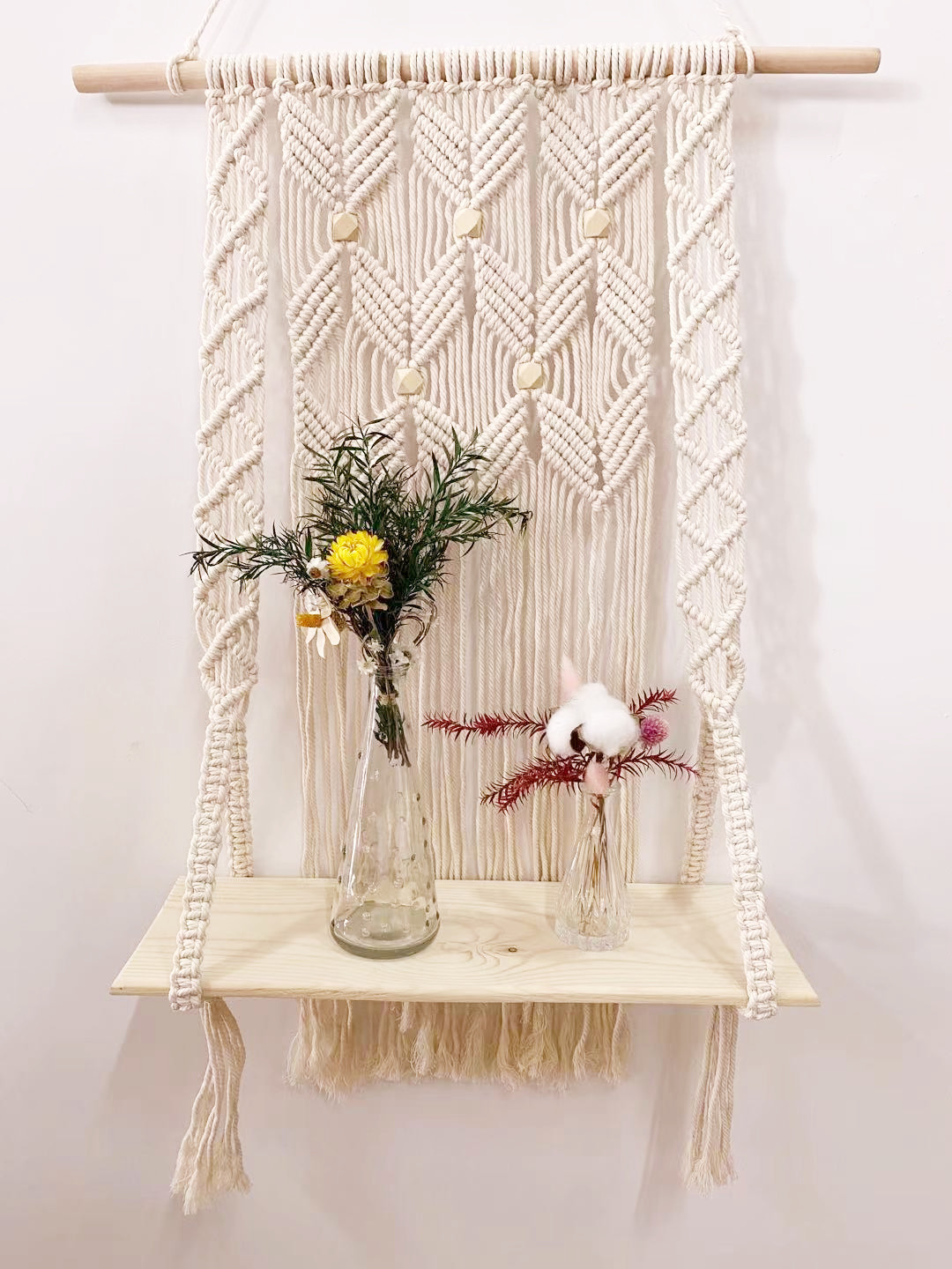 Low Price Sale Promotion Stock Handmade Macrame Shelf Boho Plant Hanger Macrame Wall Hanging Tapestry for Home Wall Decoration